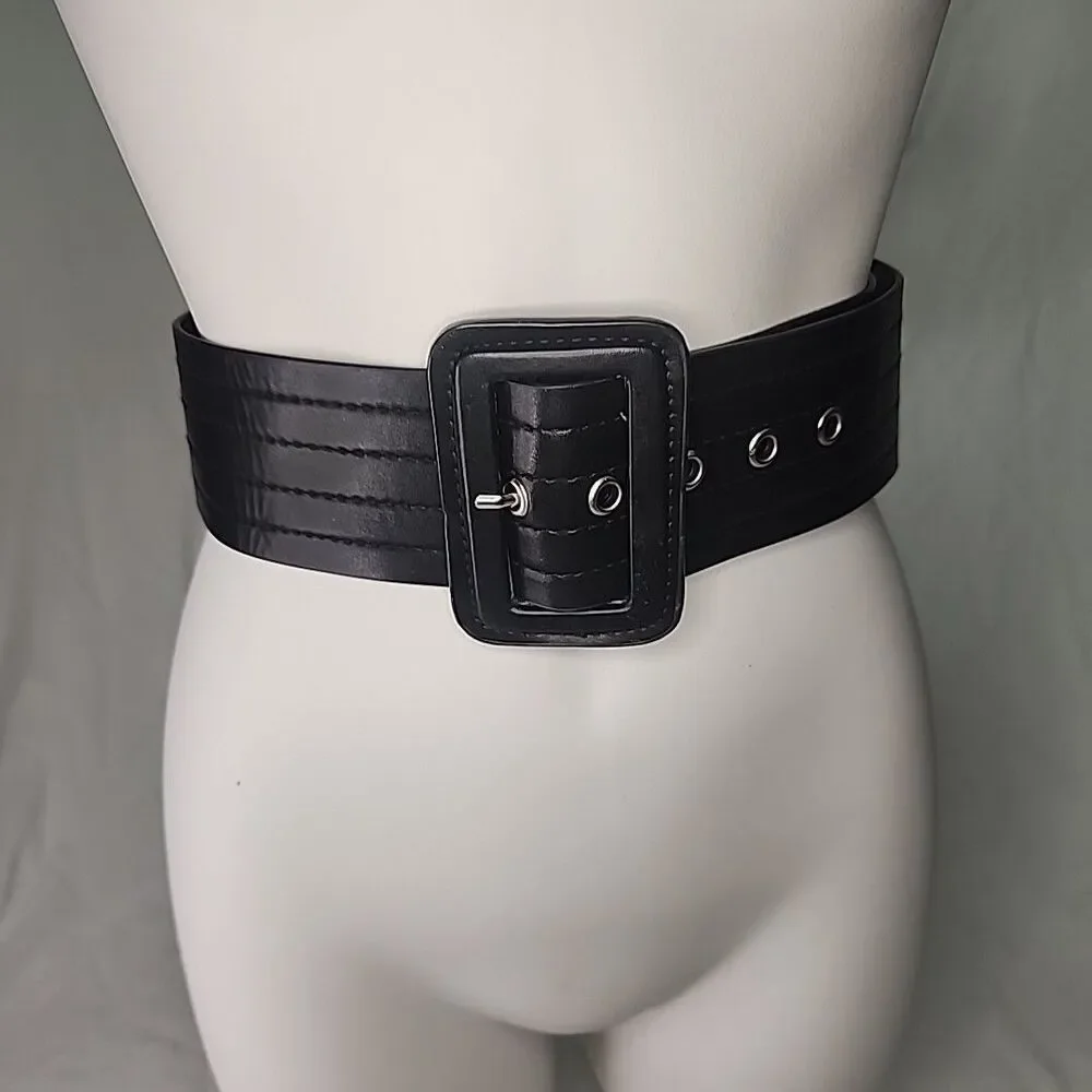 Belt Target A New Day Women's Stretchy Black Faux Leather Grommeted 2.5